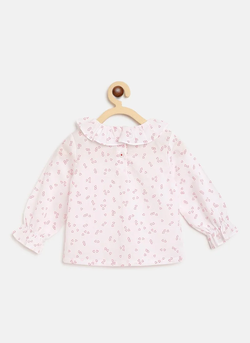 Nautinati Girls' 100% Cotton A-line Solid Heart-shaped Pocket Pinafore Dress with Ruffled All-over Print Top